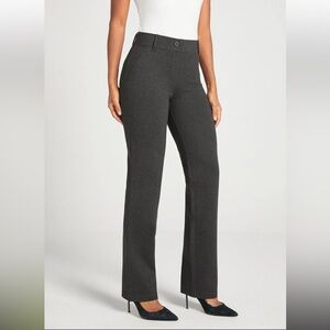 Olive Green Classic Dress Pant Yoga Pants- Straight